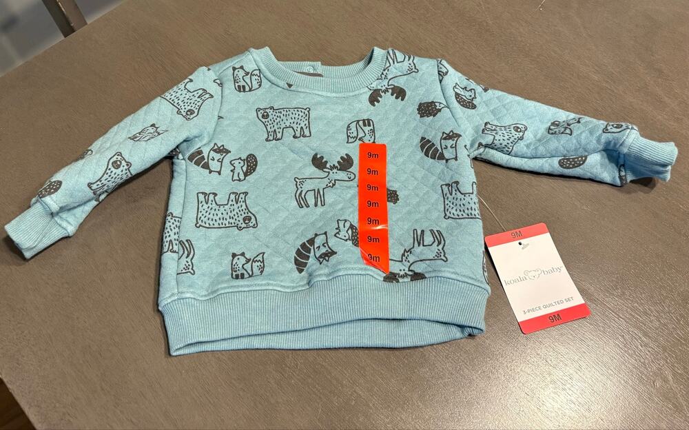 Koala Kids Baby Quilted Forest Animals Sweater Size 9M NWT